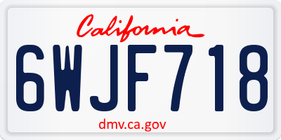 CA license plate 6WJF718