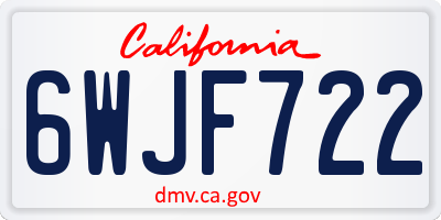 CA license plate 6WJF722