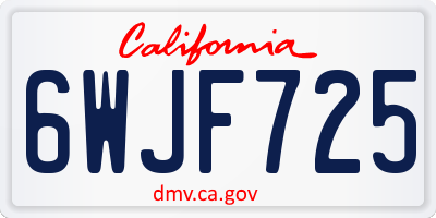 CA license plate 6WJF725