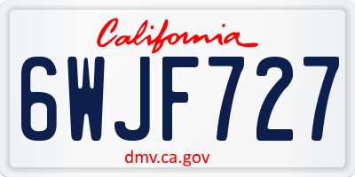 CA license plate 6WJF727