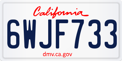 CA license plate 6WJF733