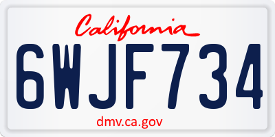 CA license plate 6WJF734