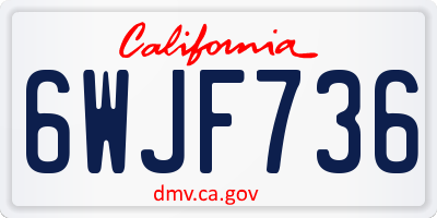 CA license plate 6WJF736