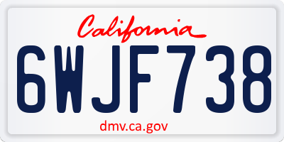 CA license plate 6WJF738