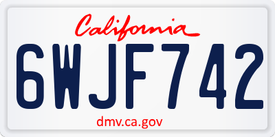 CA license plate 6WJF742