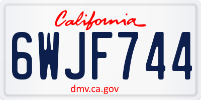 CA license plate 6WJF744