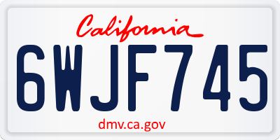 CA license plate 6WJF745
