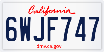 CA license plate 6WJF747
