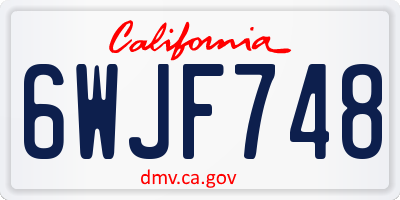 CA license plate 6WJF748