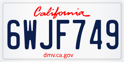 CA license plate 6WJF749