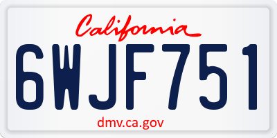 CA license plate 6WJF751