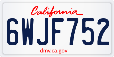 CA license plate 6WJF752