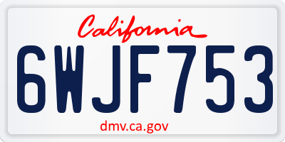 CA license plate 6WJF753