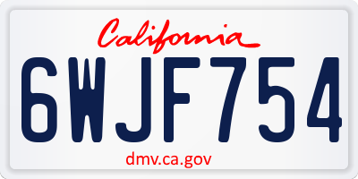 CA license plate 6WJF754