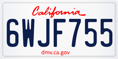 CA license plate 6WJF755