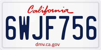 CA license plate 6WJF756