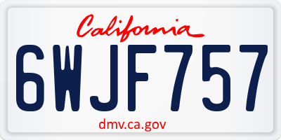 CA license plate 6WJF757