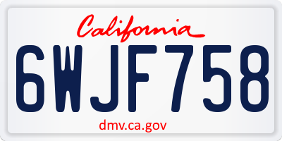 CA license plate 6WJF758