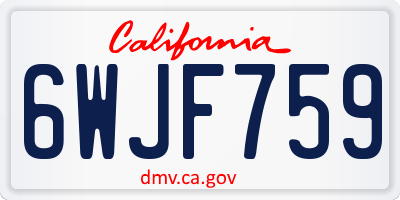 CA license plate 6WJF759
