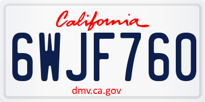 CA license plate 6WJF760