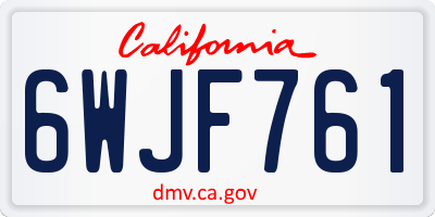 CA license plate 6WJF761