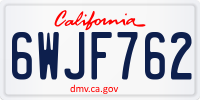 CA license plate 6WJF762