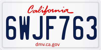 CA license plate 6WJF763