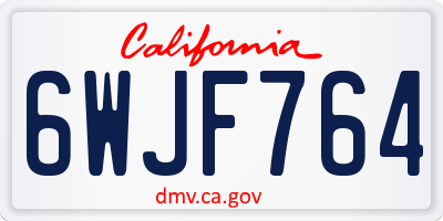 CA license plate 6WJF764