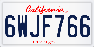 CA license plate 6WJF766