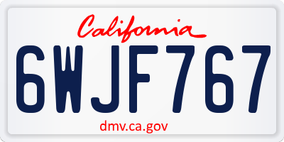 CA license plate 6WJF767