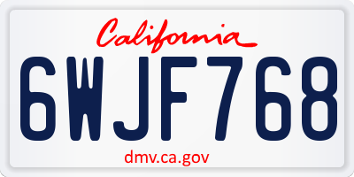 CA license plate 6WJF768