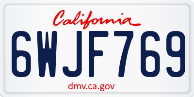 CA license plate 6WJF769
