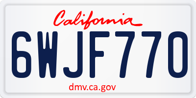 CA license plate 6WJF770