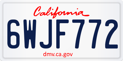 CA license plate 6WJF772