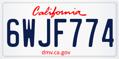 CA license plate 6WJF774