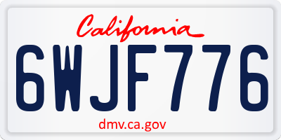 CA license plate 6WJF776