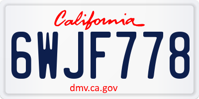 CA license plate 6WJF778