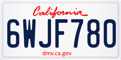 CA license plate 6WJF780