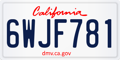 CA license plate 6WJF781