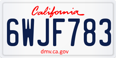 CA license plate 6WJF783