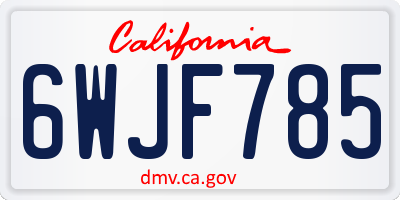 CA license plate 6WJF785