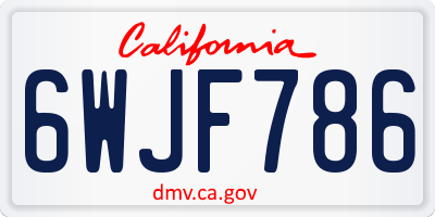 CA license plate 6WJF786