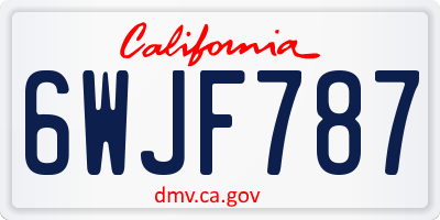 CA license plate 6WJF787