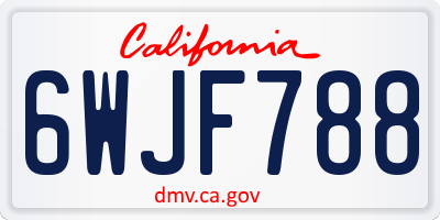 CA license plate 6WJF788