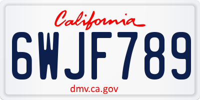 CA license plate 6WJF789