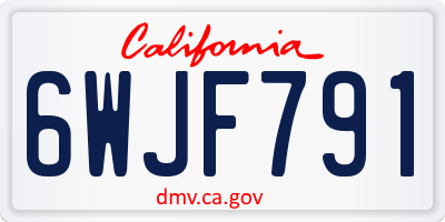 CA license plate 6WJF791