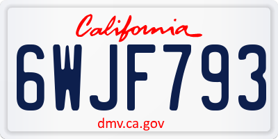 CA license plate 6WJF793