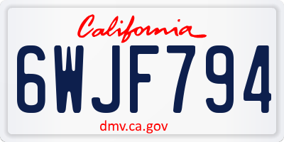 CA license plate 6WJF794