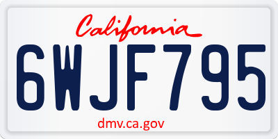 CA license plate 6WJF795