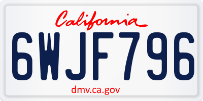 CA license plate 6WJF796